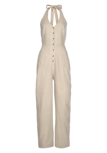 LASCANA Neckholder-Overall aus Leinen-Mix, sommerlicher Jumpsuit mit weitem günstig online kaufen