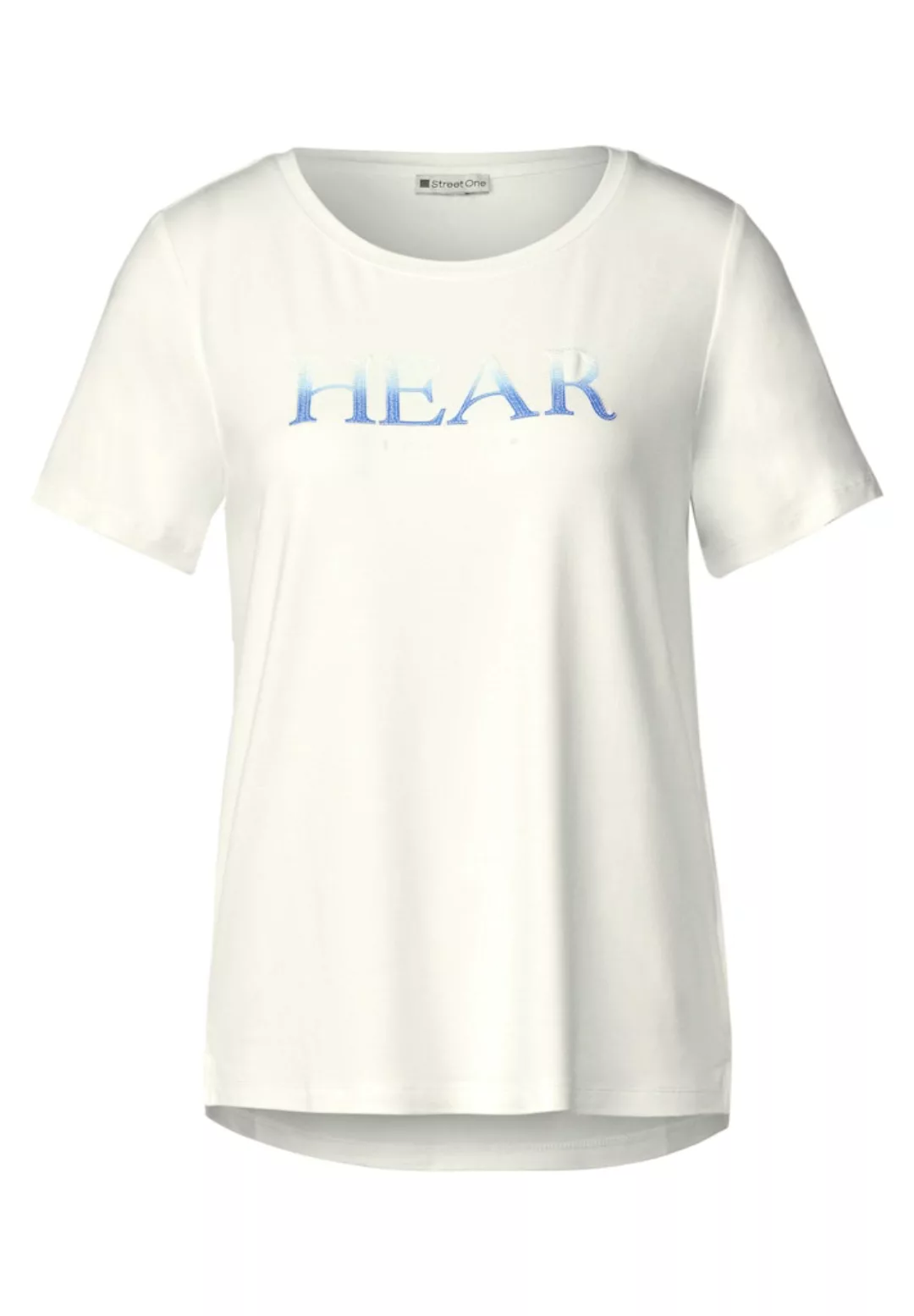 STREET ONE Kurzarmshirt - T-Shirt - Shirt - T-Shirt mit Pailletten Print günstig online kaufen