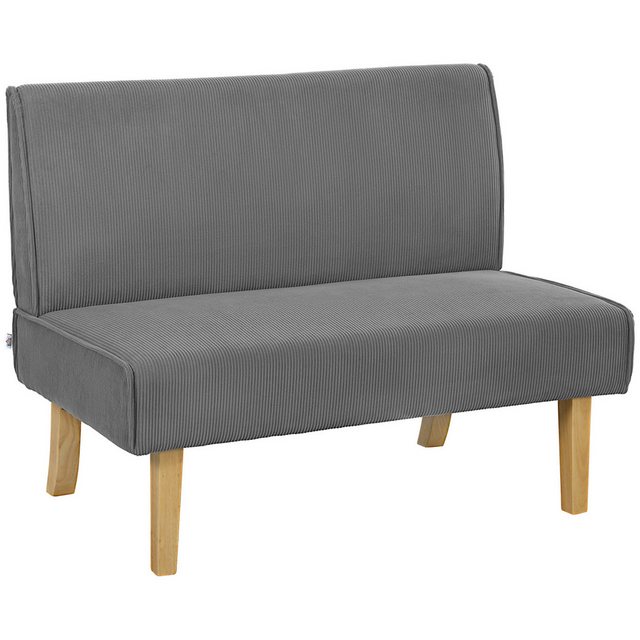 HOMCOM 2-Sitzer Couch mit Cord-Optik, Holzbeine, Gepolsterter Polstersofa, günstig online kaufen