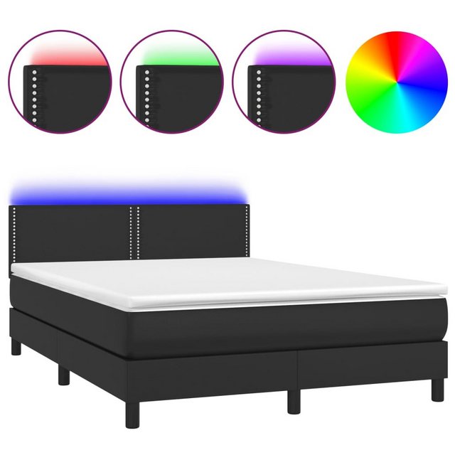 vidaXL Boxspringbett Bett Boxspringbett mit Matratze & LED Kunstleder (140 günstig online kaufen