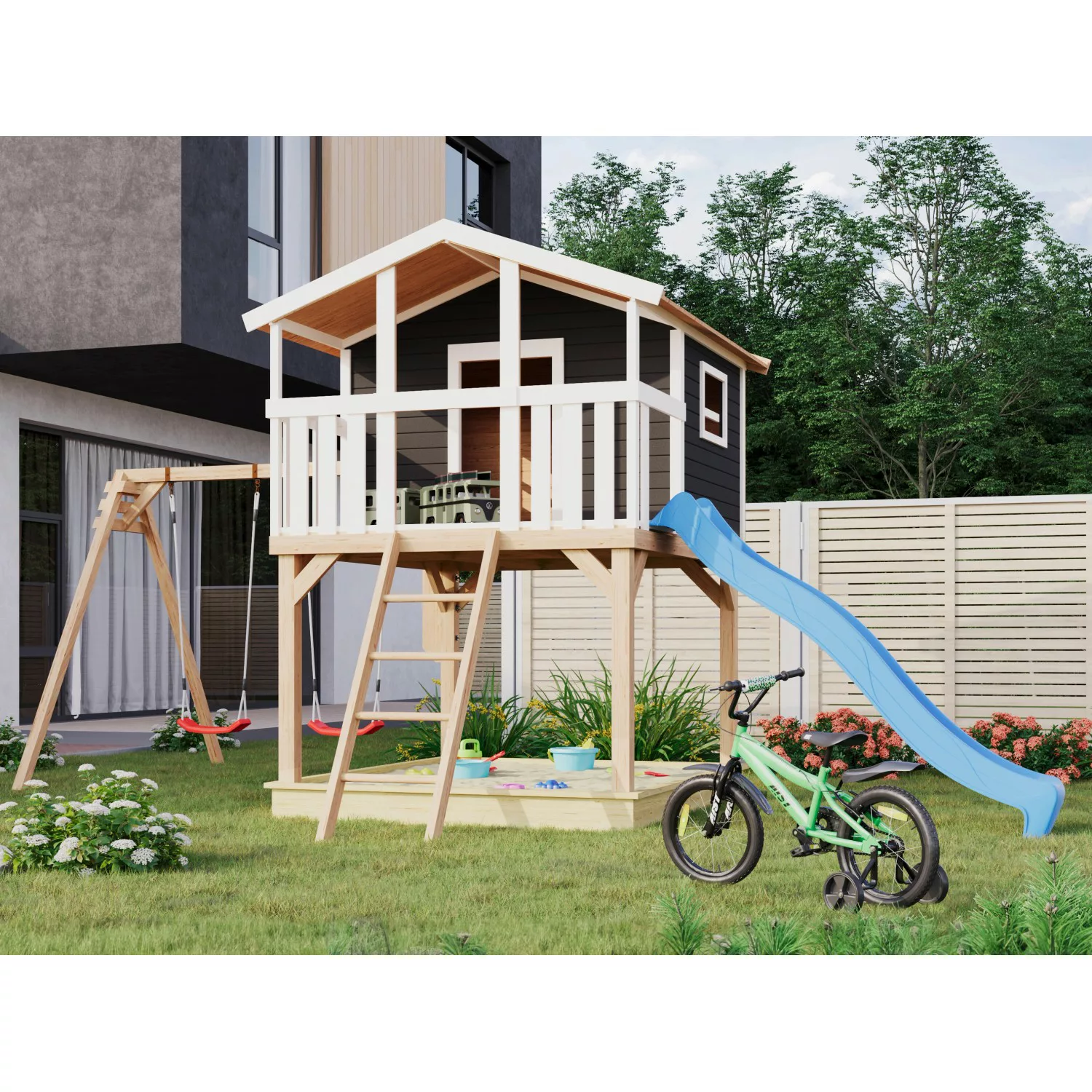 Karibu Stelzenhaus Ervin Terragrau B/H/L: ca. 264x309x438 cm günstig online kaufen