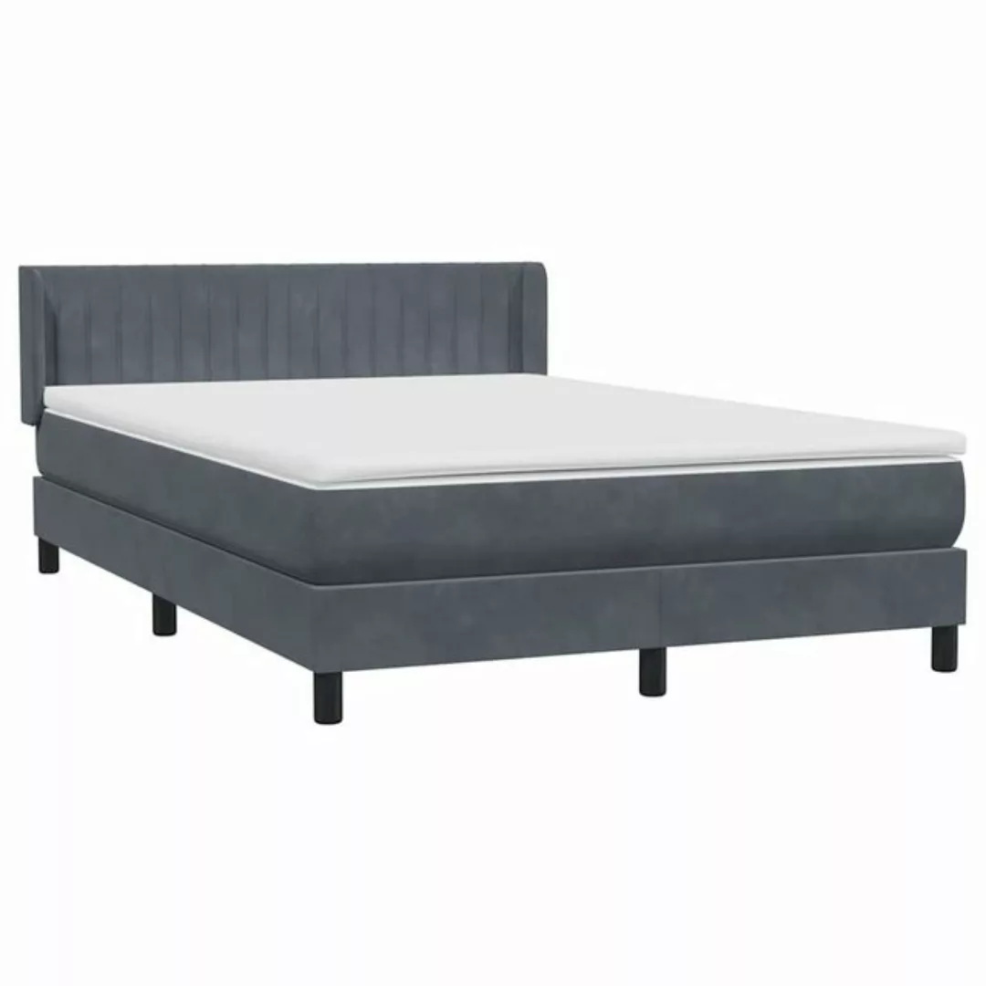 vidaXL Bett Boxspringbett mit Matratze Dunkelgrau 140x220 cm Samt günstig online kaufen