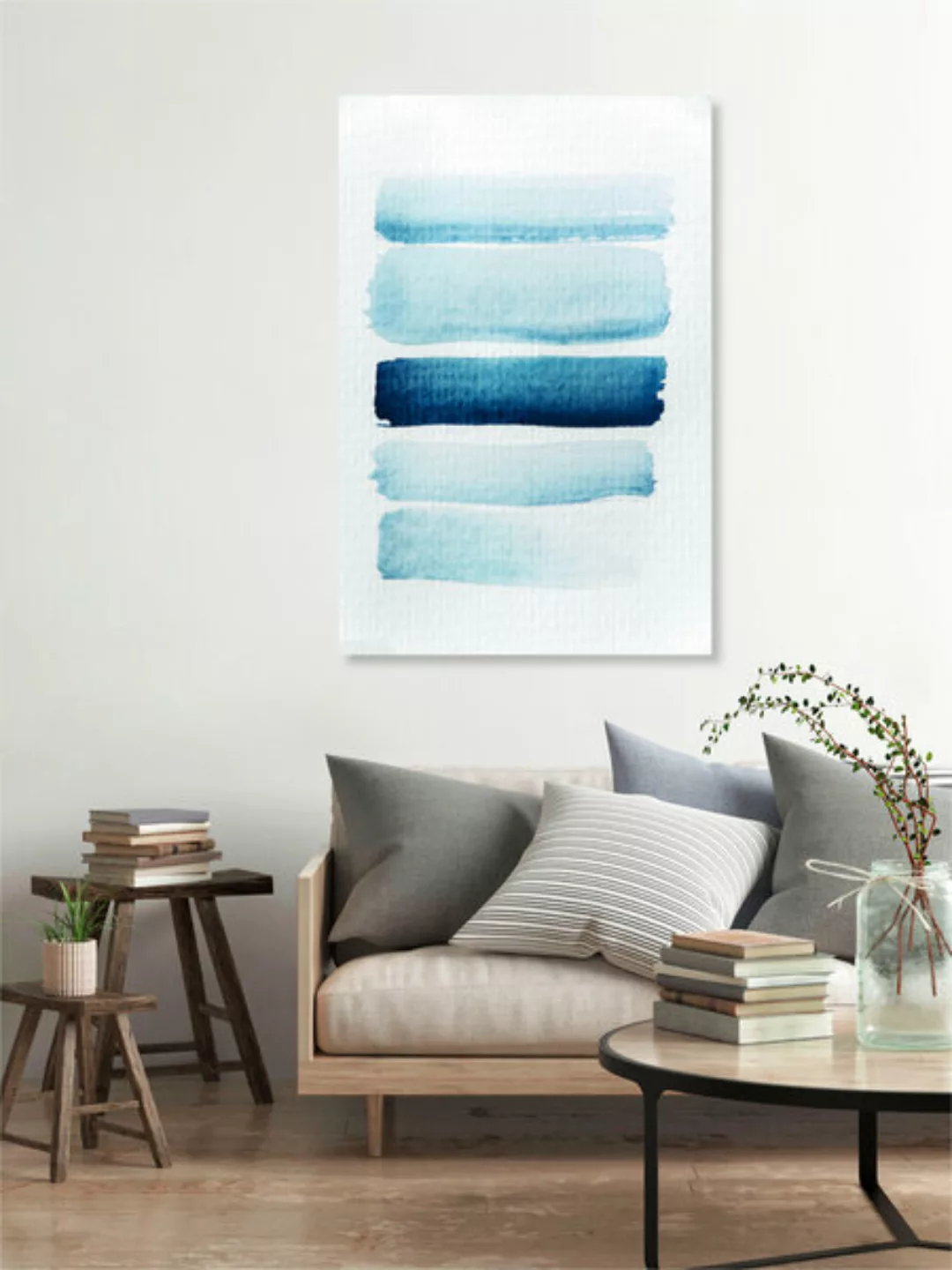 Poster / Leinwandbild - Aquarelle Meets Pencil - Stripes günstig online kaufen