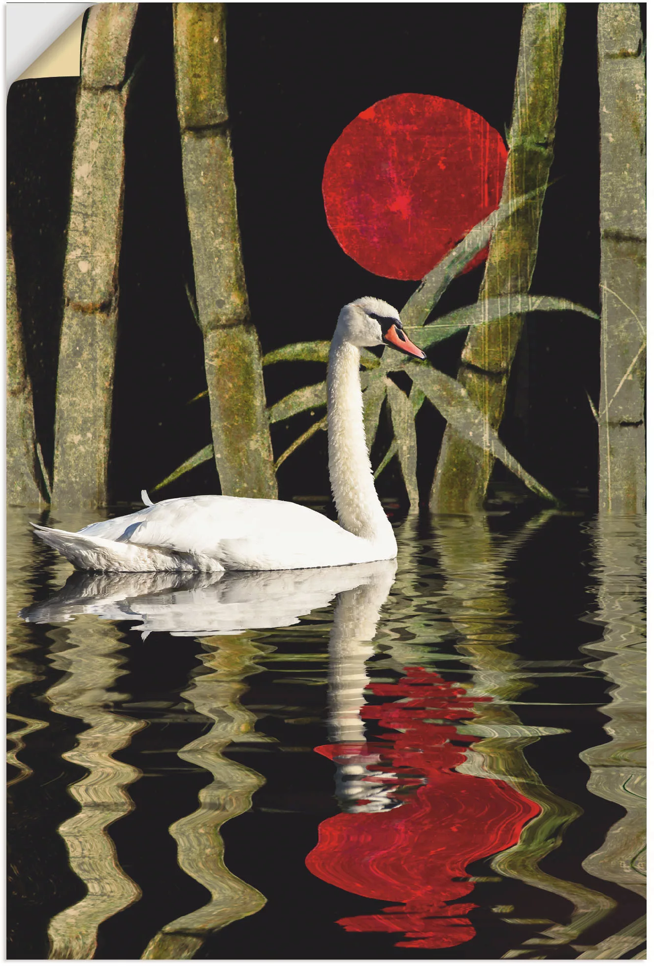 Artland Wandbild "Blutmond über dem Schwanensee", Schwanen Bilder, (1 St.) günstig online kaufen