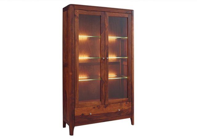 Massivmoebel24 Standvitrine (Vitrine Sheesham 100x40x178 walnuss geölt BROO günstig online kaufen