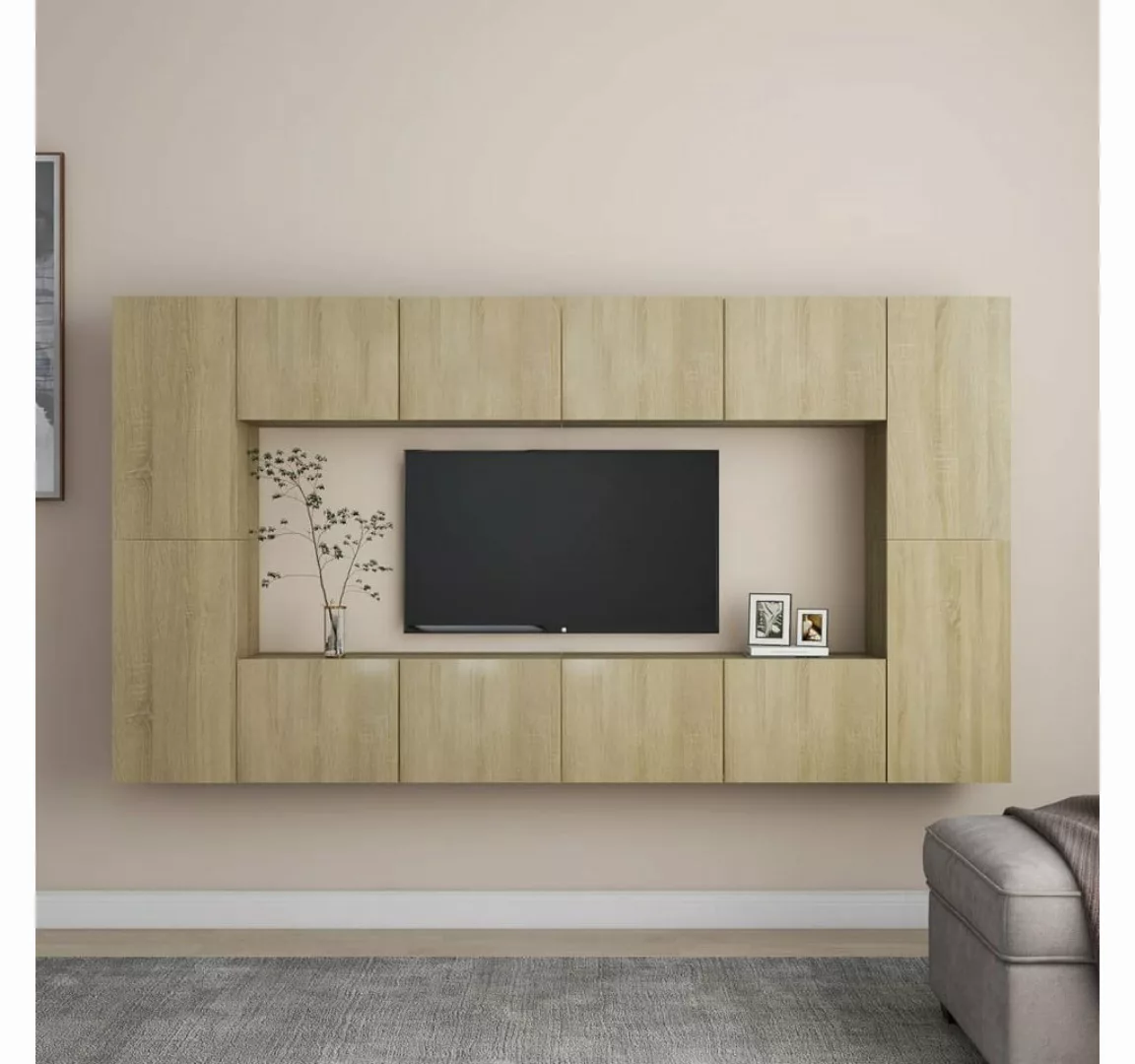 furnicato TV-Schrank 8-tlg. TV-Schrank-Set Sonoma-Eiche Holzwerkstoff günstig online kaufen