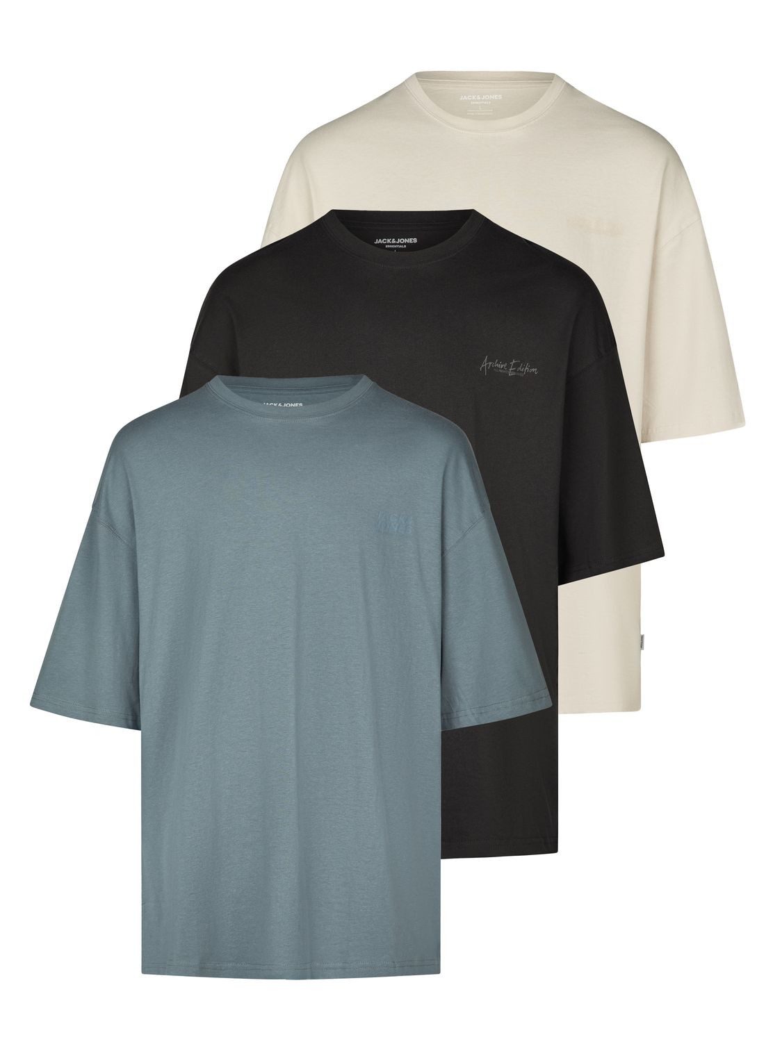 Jack & Jones Tshirt Herren Oversize Fit JJECHARGE 3er Set Pack günstig online kaufen