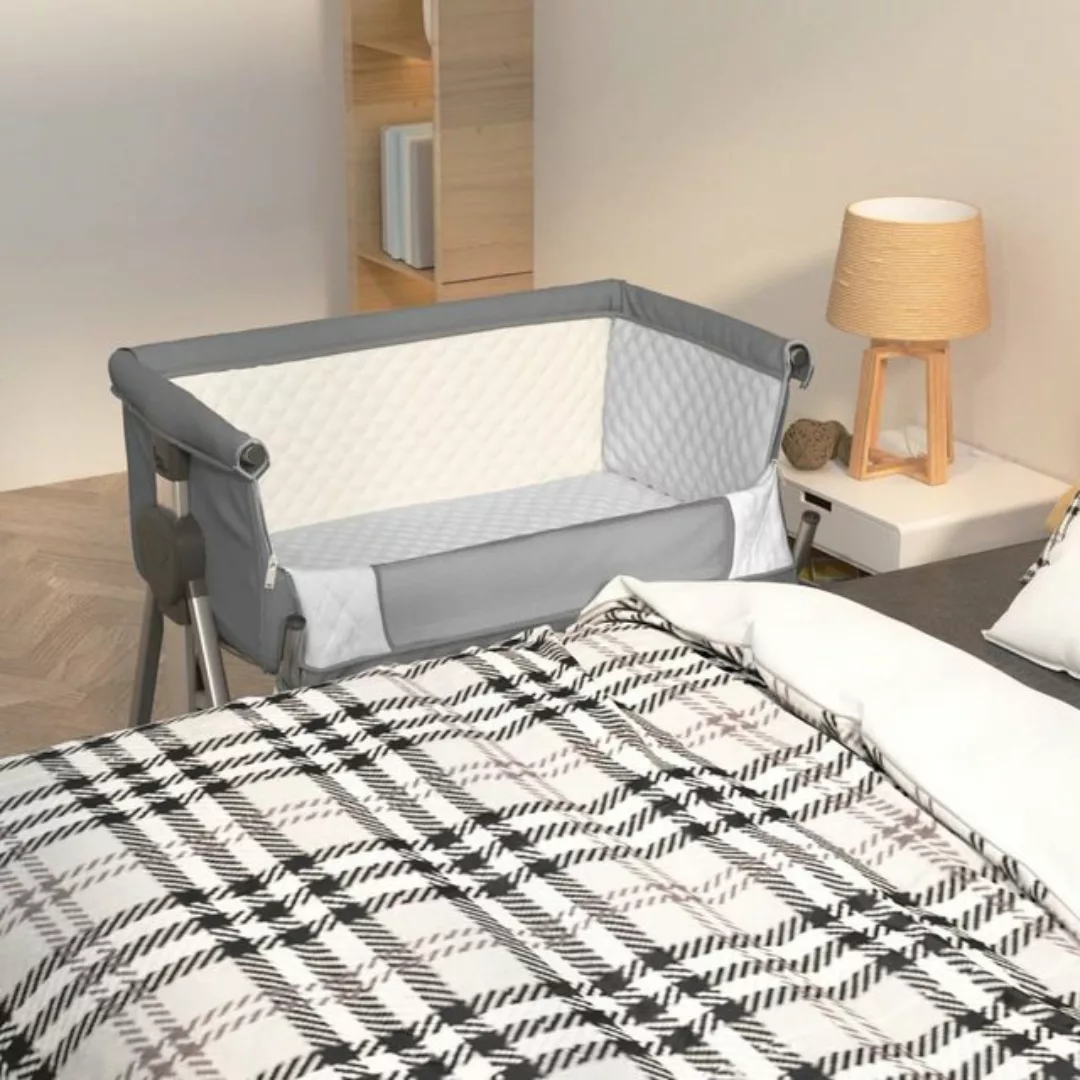 Vidaxl Babybett Mit Matratze Dunkelgrau Leinenstoff günstig online kaufen