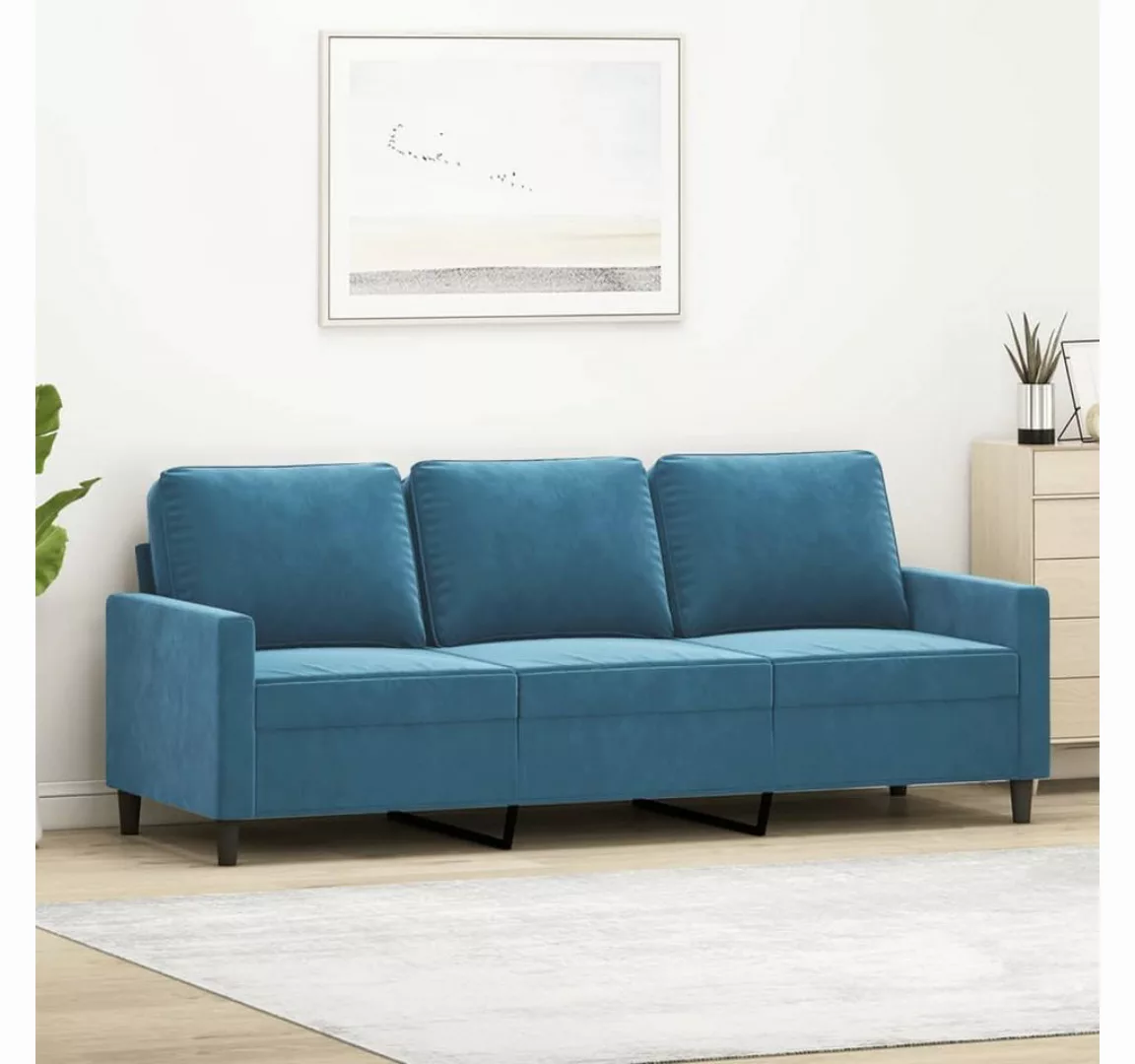vidaXL Sofa 3-Sitzer-Sofa Blau 180 cm Samt günstig online kaufen