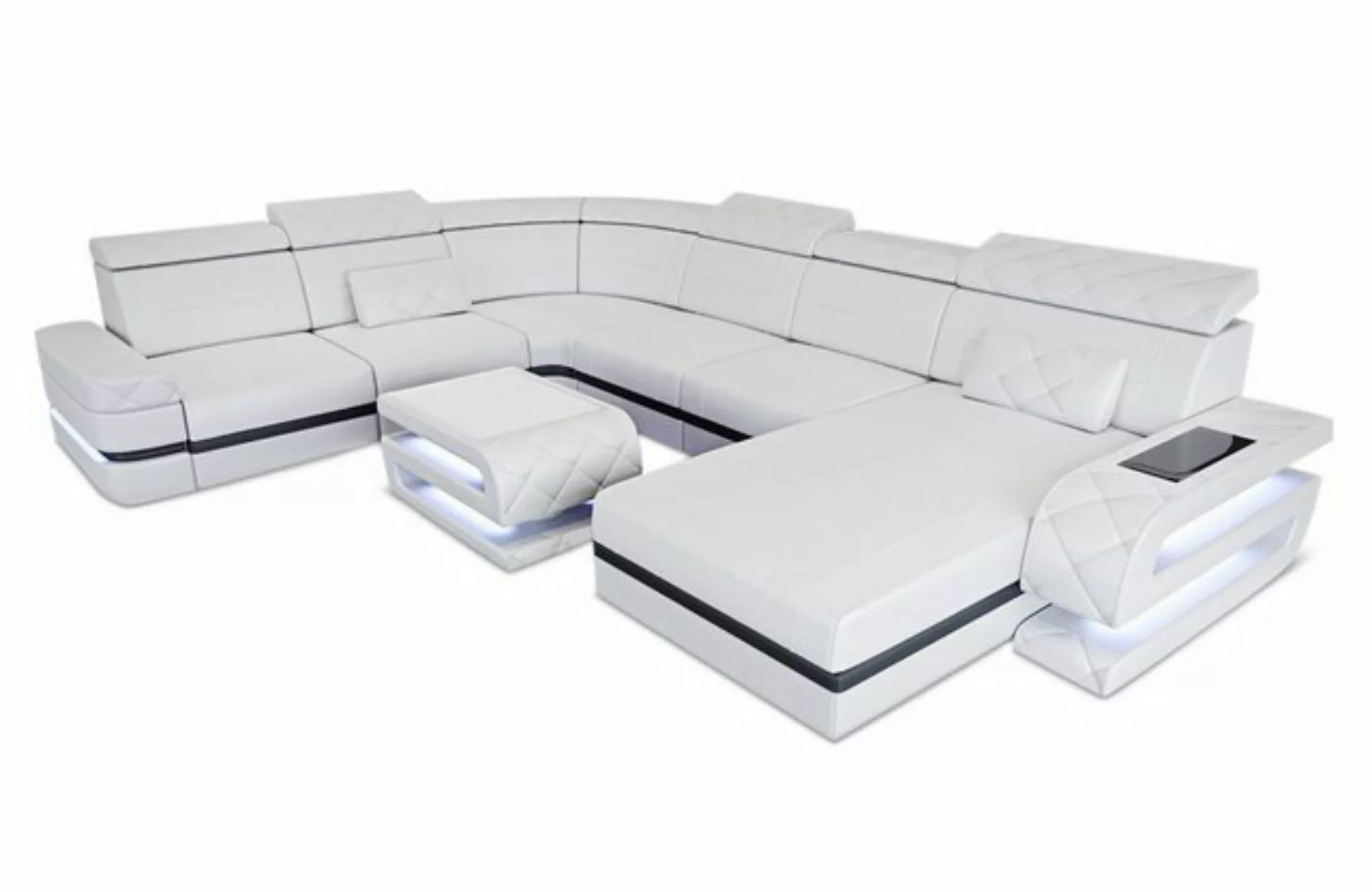 Sofa Dreams Wohnlandschaft Ledersofa Bologna XXL U Form Leder Sofa, Couch, günstig online kaufen