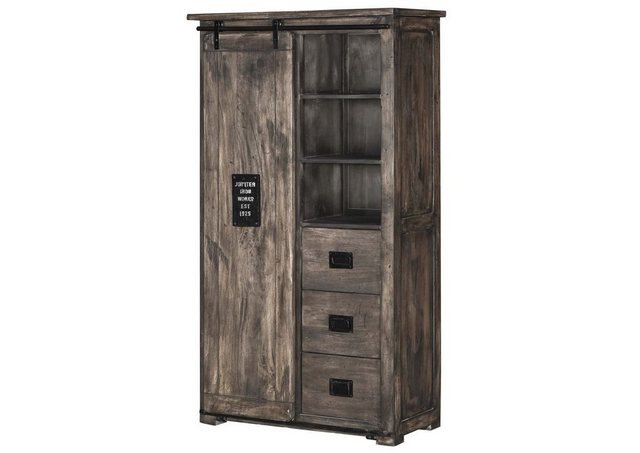 Massivmoebel24 Dreh-/Schwebetürenschrank (Schrank Mango 100x45x175 grau lac günstig online kaufen