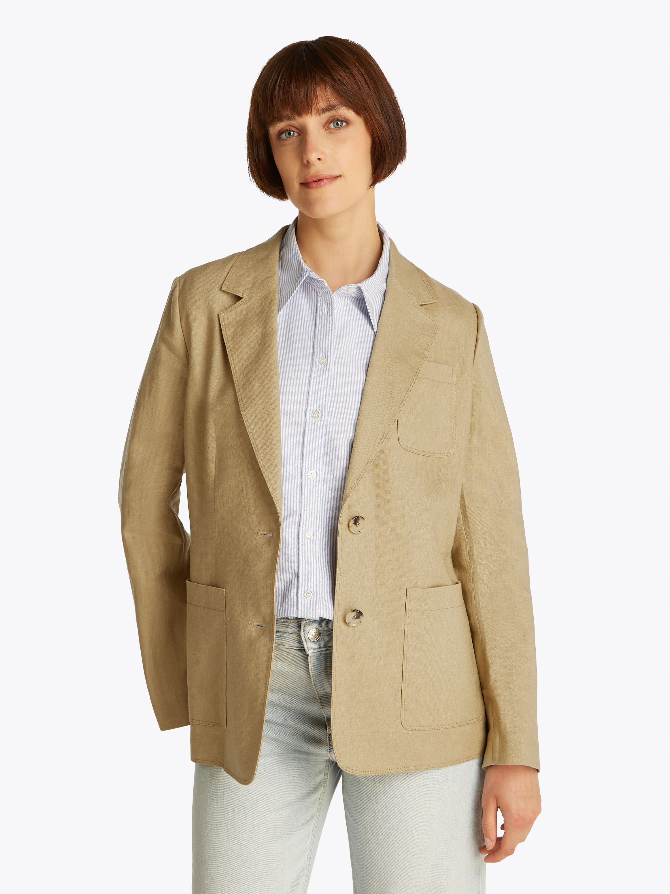 Tommy Hilfiger Kurzblazer "ESS LINEN REGULAR SB BLAZER", mit Metalllabel,kü günstig online kaufen