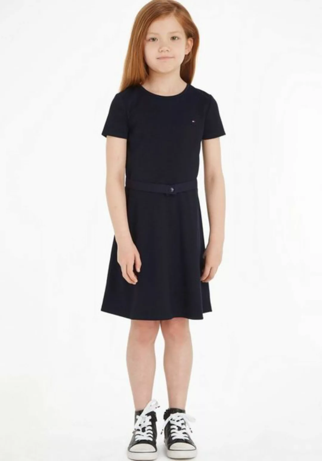 Tommy Hilfiger Jerseykleid ESSENTIAL SKATER DRESS mit Markenlabel am Bund günstig online kaufen