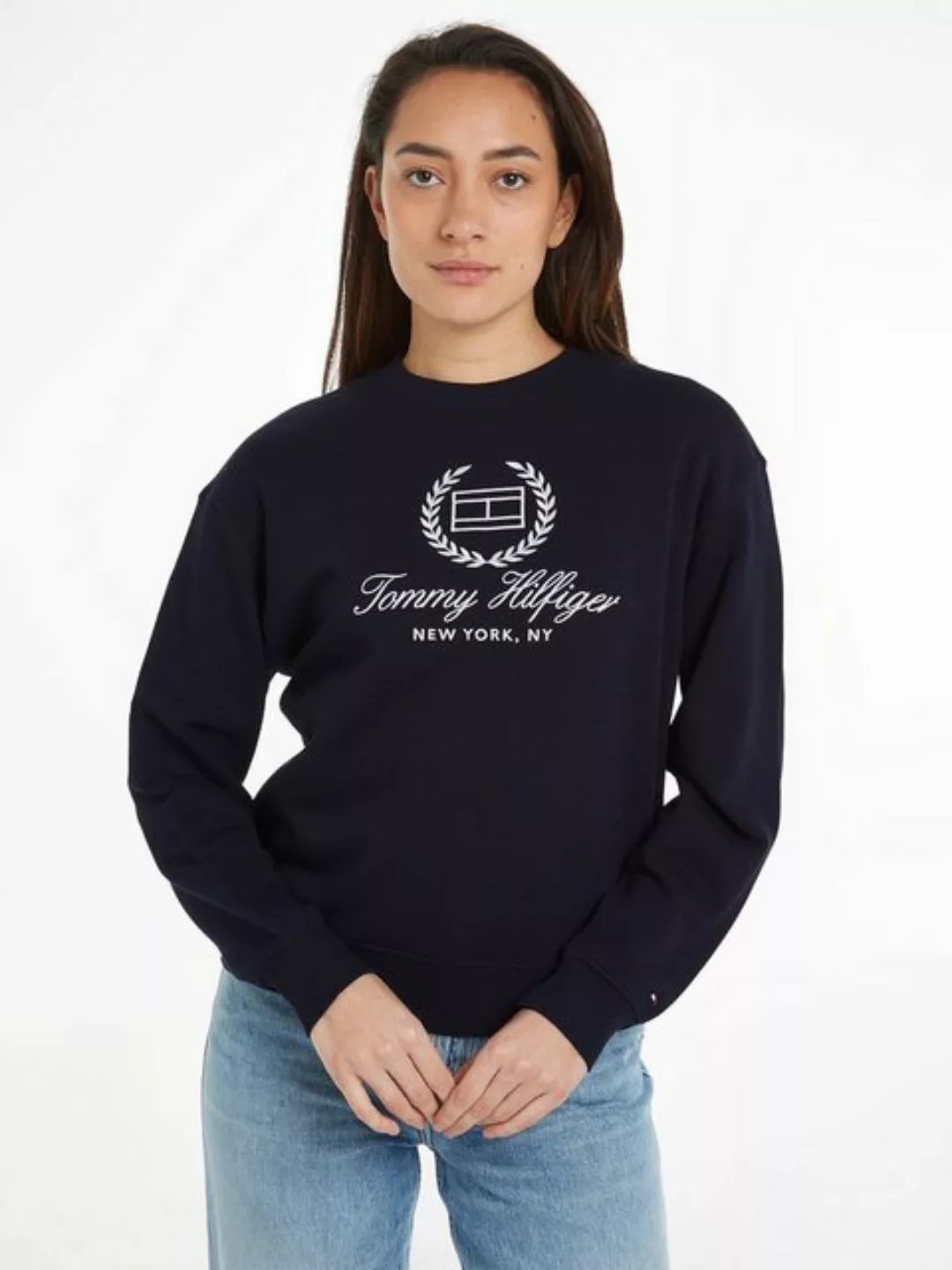 Tommy Hilfiger Sweatshirt REG FLAG SCRIPT CNK SWTSHRT mit Logodruck auf der günstig online kaufen
