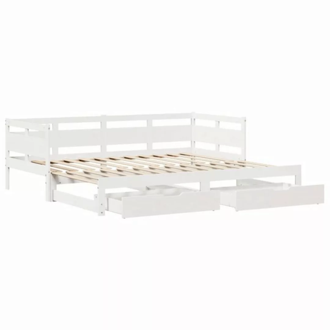 vidaXL Bett Tagesbett Ausziehbar mit Schubladen ohne Matratze Weiß 80x200cm günstig online kaufen