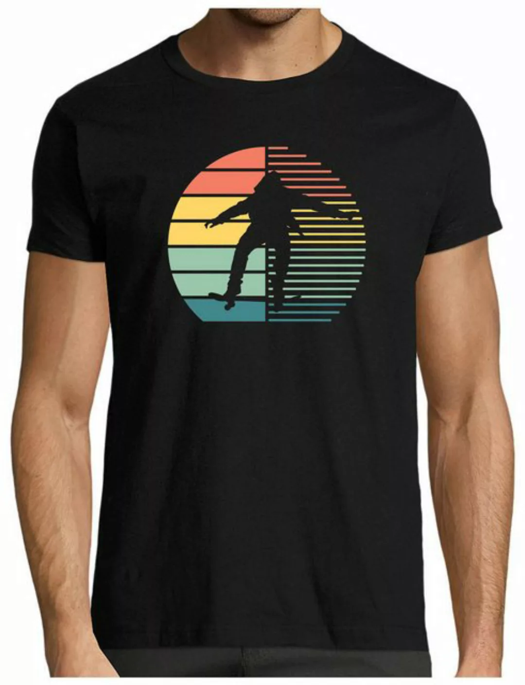 MyDesign24 T-Shirt Herren Skater Shirt Skater Silhouette vor Retro Sonne Re günstig online kaufen