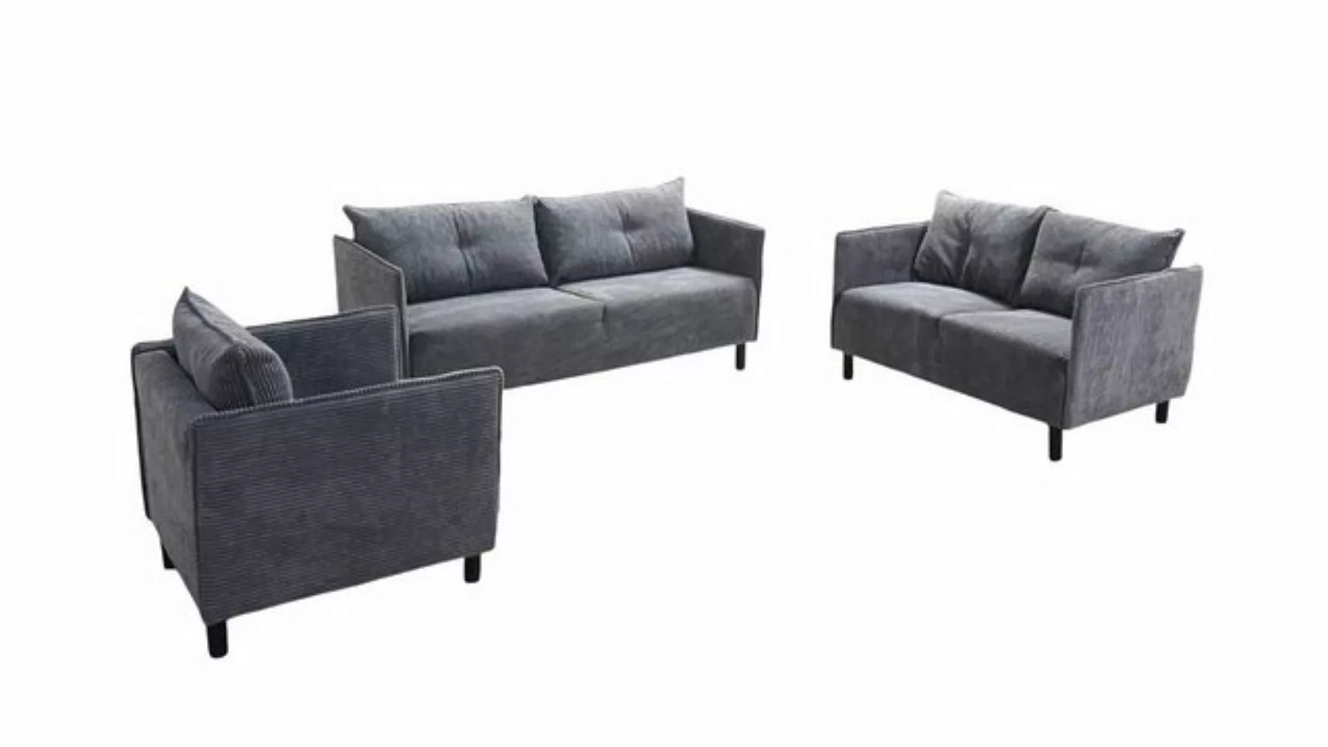 Fun Möbel Polstergarnitur Sofaset Designersofa DECLAN 3-2-1 in Stoff, (inkl günstig online kaufen