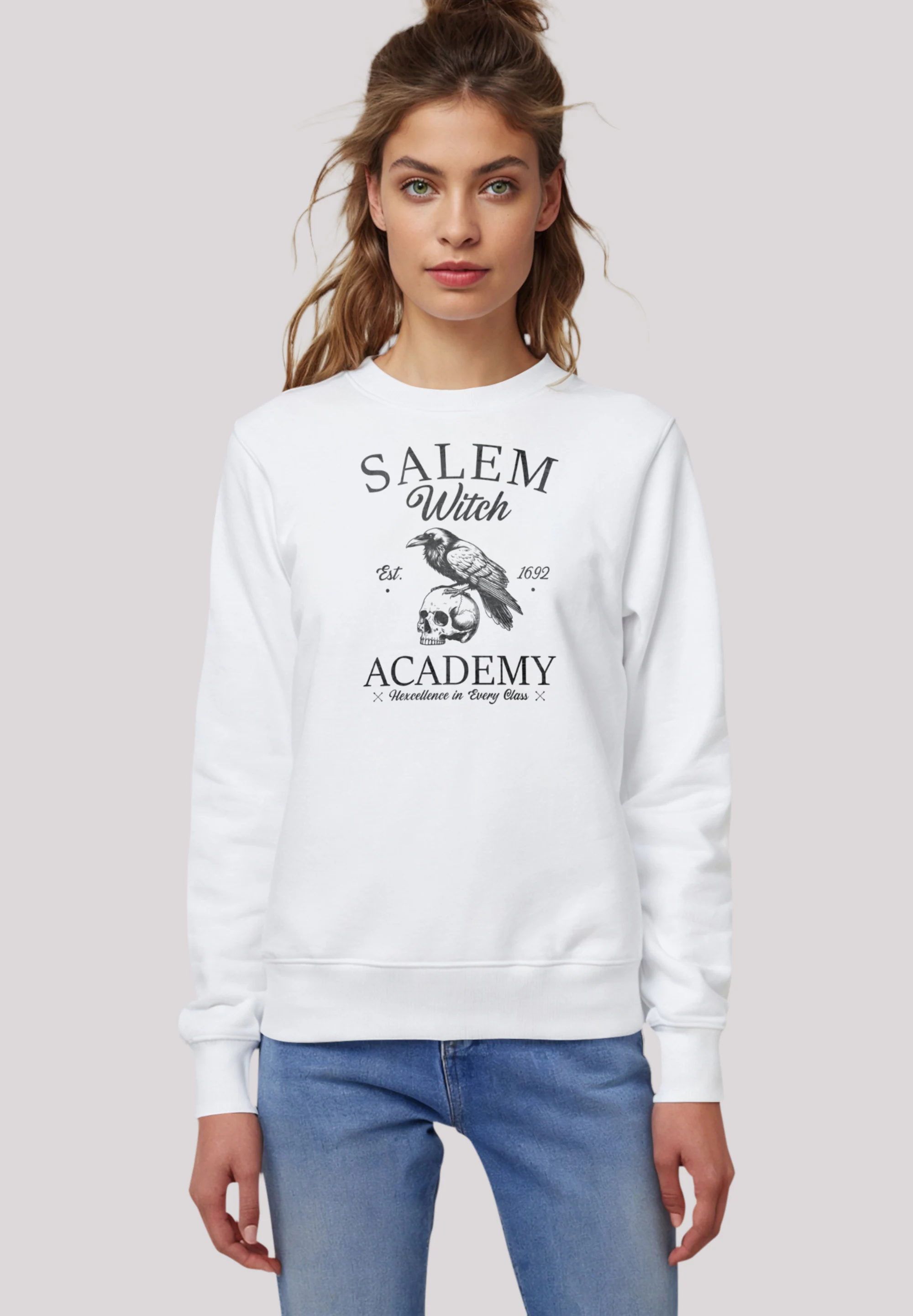 F4NT4STIC Sweatshirt "Halloween University Salem witch crow skull", Premium günstig online kaufen