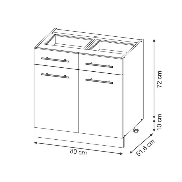 Vicco Unterschrank Fame-Line, Dunkelblau Hochglanz/Anthrazit, 80 cm ohne Ar günstig online kaufen