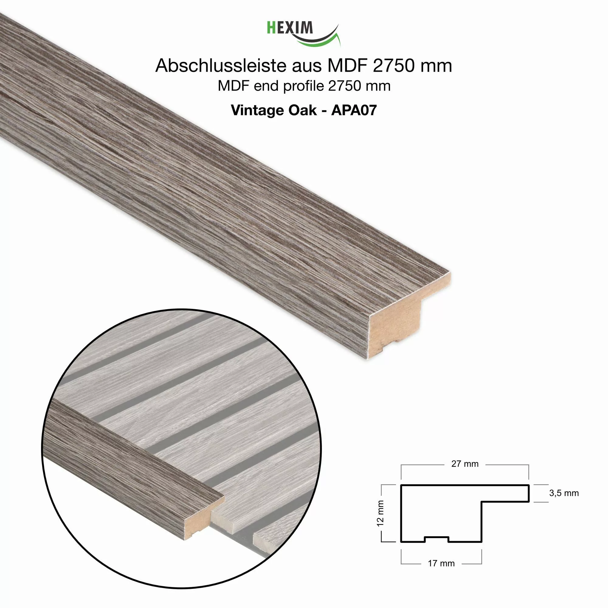 Hexim Wanddekoobjekt APA07 (Abschlussleiste 275x2,7cm passend günstig online kaufen