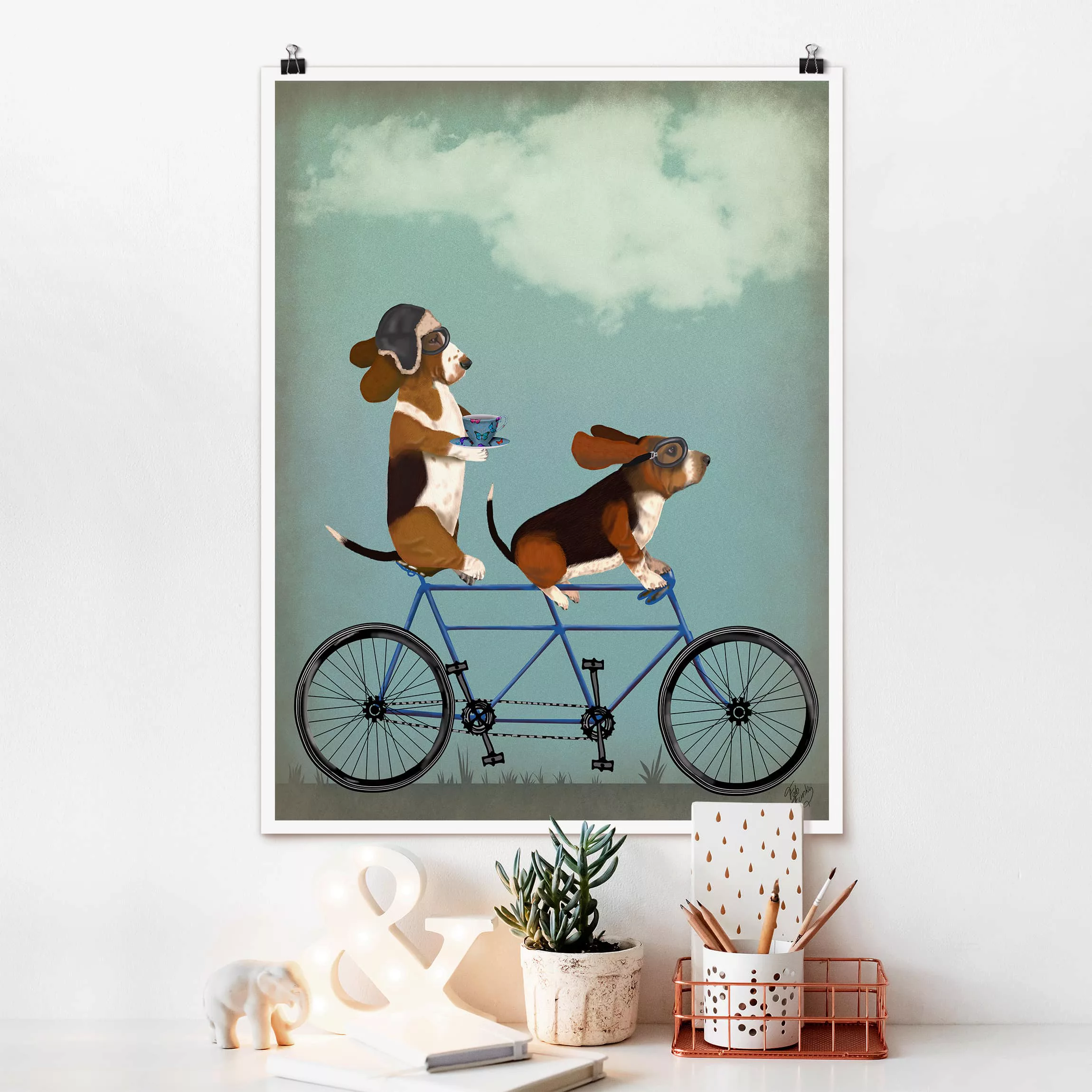 Poster - Hochformat Radtour - Bassets Tandem günstig online kaufen