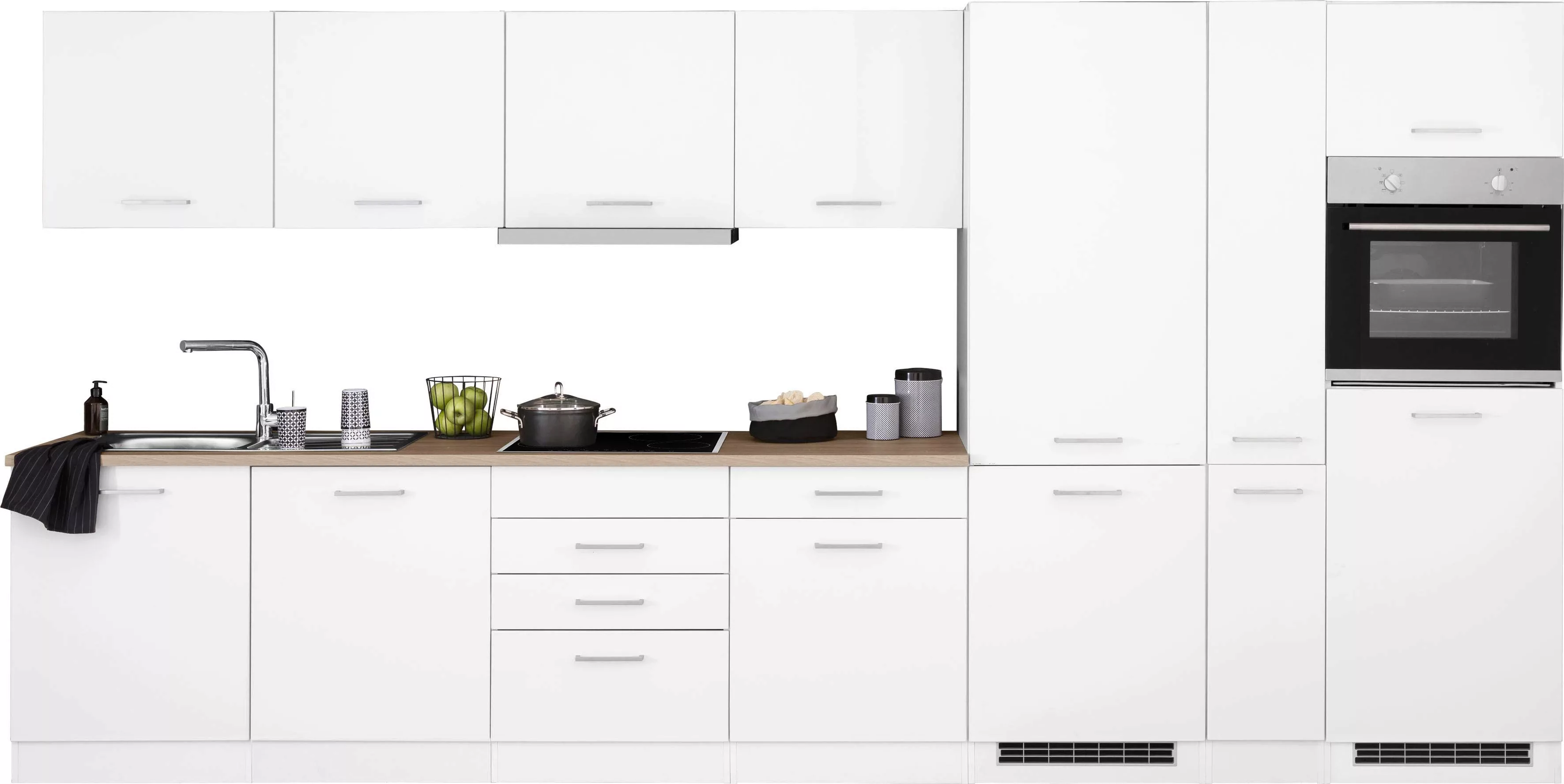 HELD MÖBEL Küchenzeile "Visby", mit E-Geräte, 390 cm, inkl. Kühl/Gefrierkom günstig online kaufen