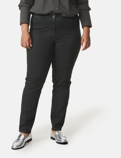 Samoon Stretch-Jeans 5-Pocket Jeans mit Ziersteinen Betty günstig online kaufen