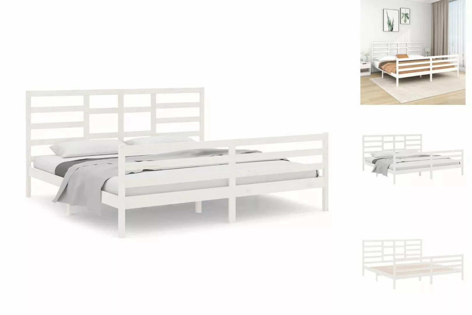 vidaXL Bettgestell Massivholzbett Weiß 200x200 cm Bett Bettgestell Doppelbe günstig online kaufen