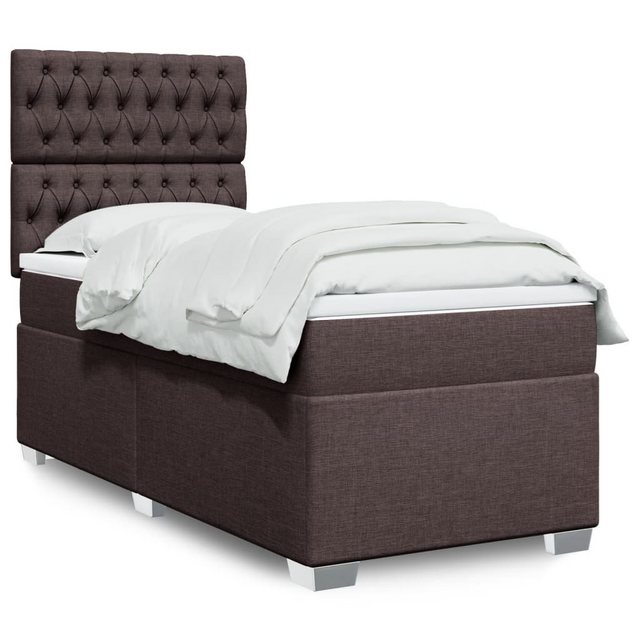 vidaXL Boxspringbett, Boxspringbett mit Matratze Dunkelbraun 100x200 cm Sto günstig online kaufen