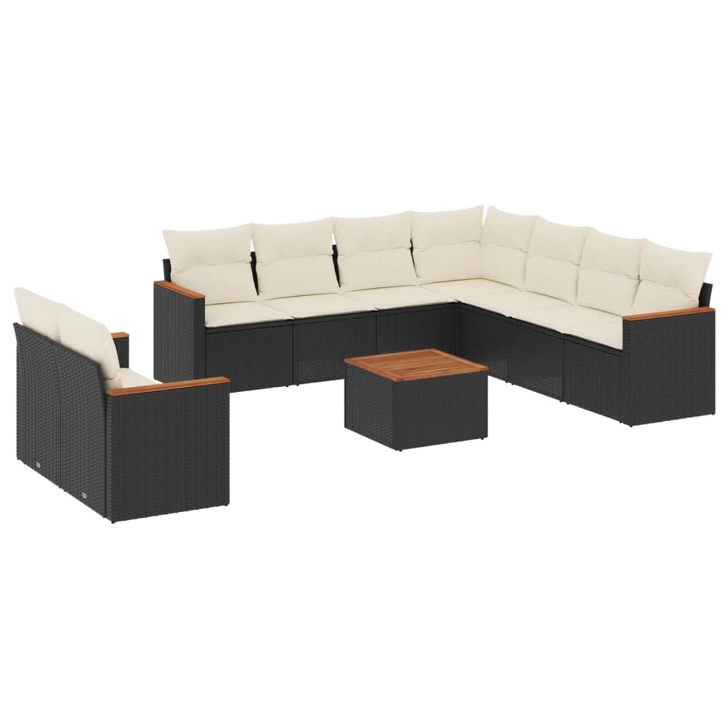 vidaXL 10-Tlg Garten-Sofagarnitur mit Kissen Schwarz Poly Rattan 3226105 günstig online kaufen