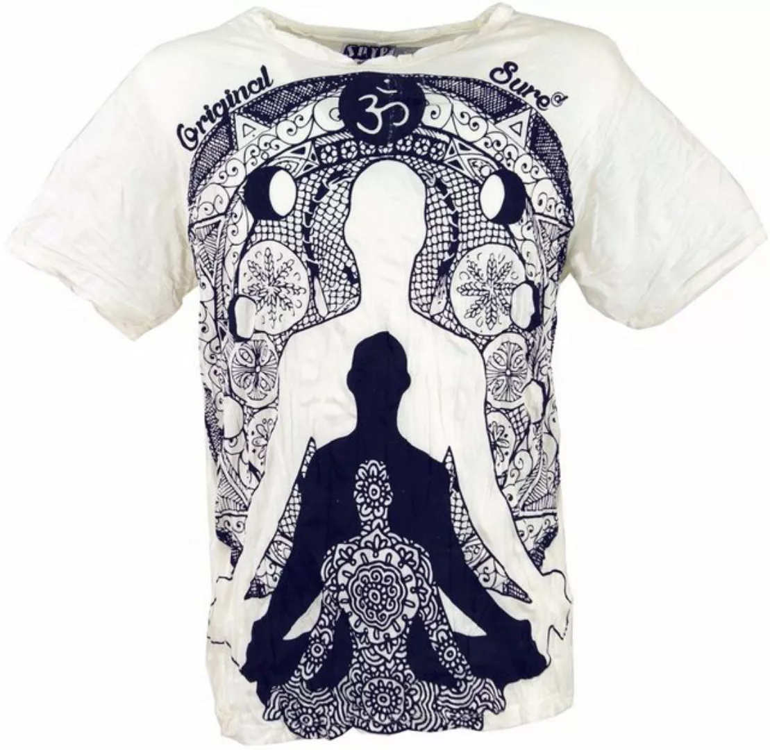 Guru-Shop T-Shirt Sure Herren T-Shirt Meditation Buddha - weiß alternative günstig online kaufen