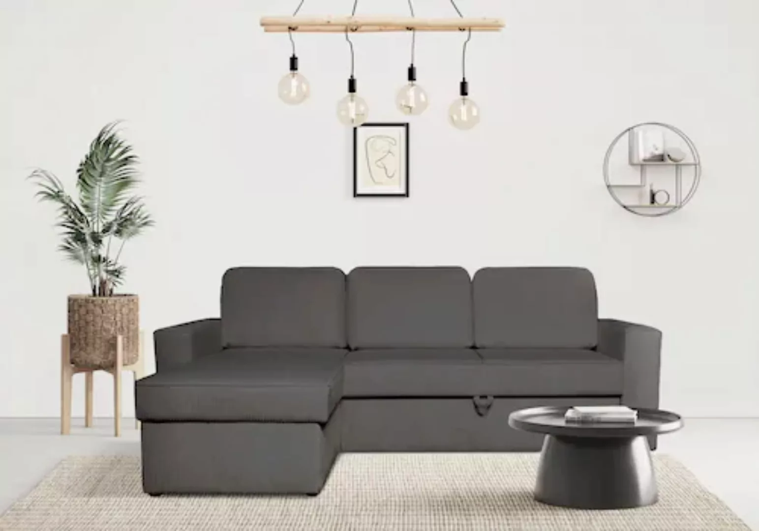 Home affaire Ecksofa "Visan", kompaktes Sofa mit Schlaffunktion und mit Bet günstig online kaufen