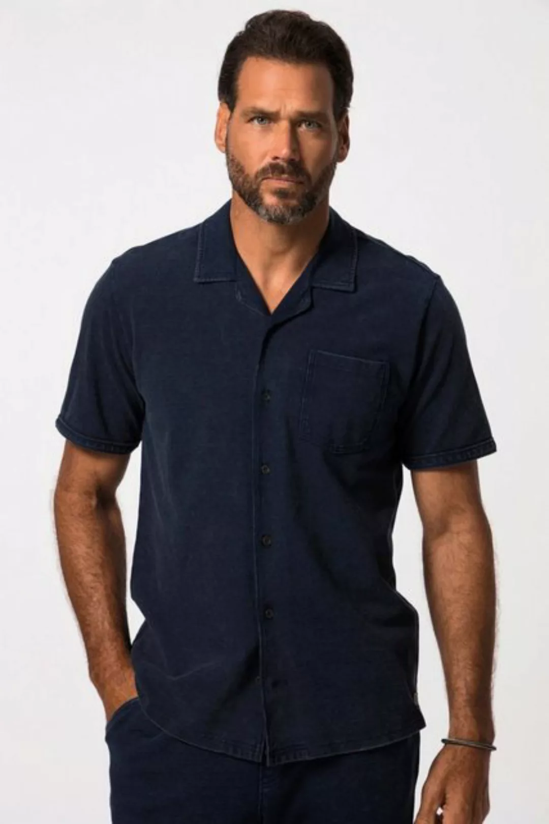 JP1880 Kurzarmhemd Piqué-Hemd Halbarm Cuba-Kragen Cuba-Fit bis 8 XL günstig online kaufen