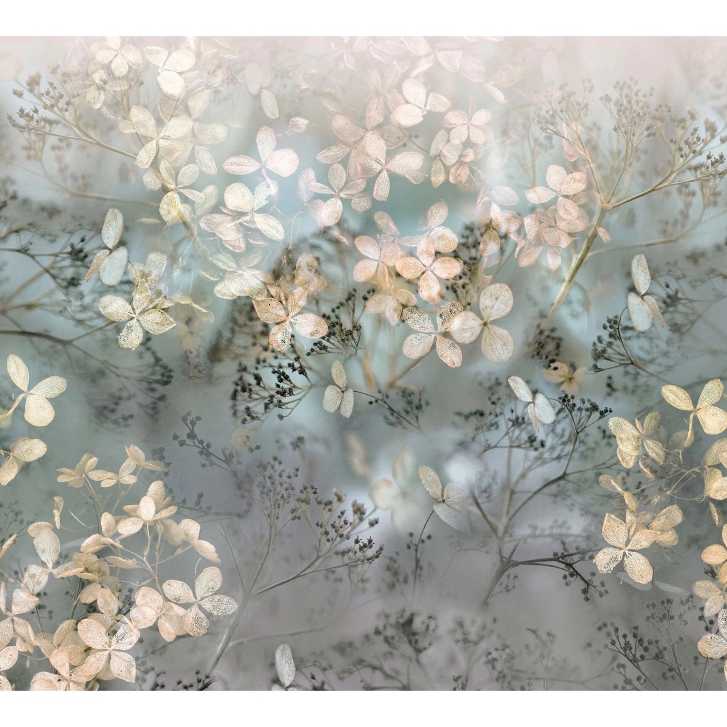 Bricoflor Transparente Tapete mit Blumen Vlies Fototapete in Türkis Beige f günstig online kaufen