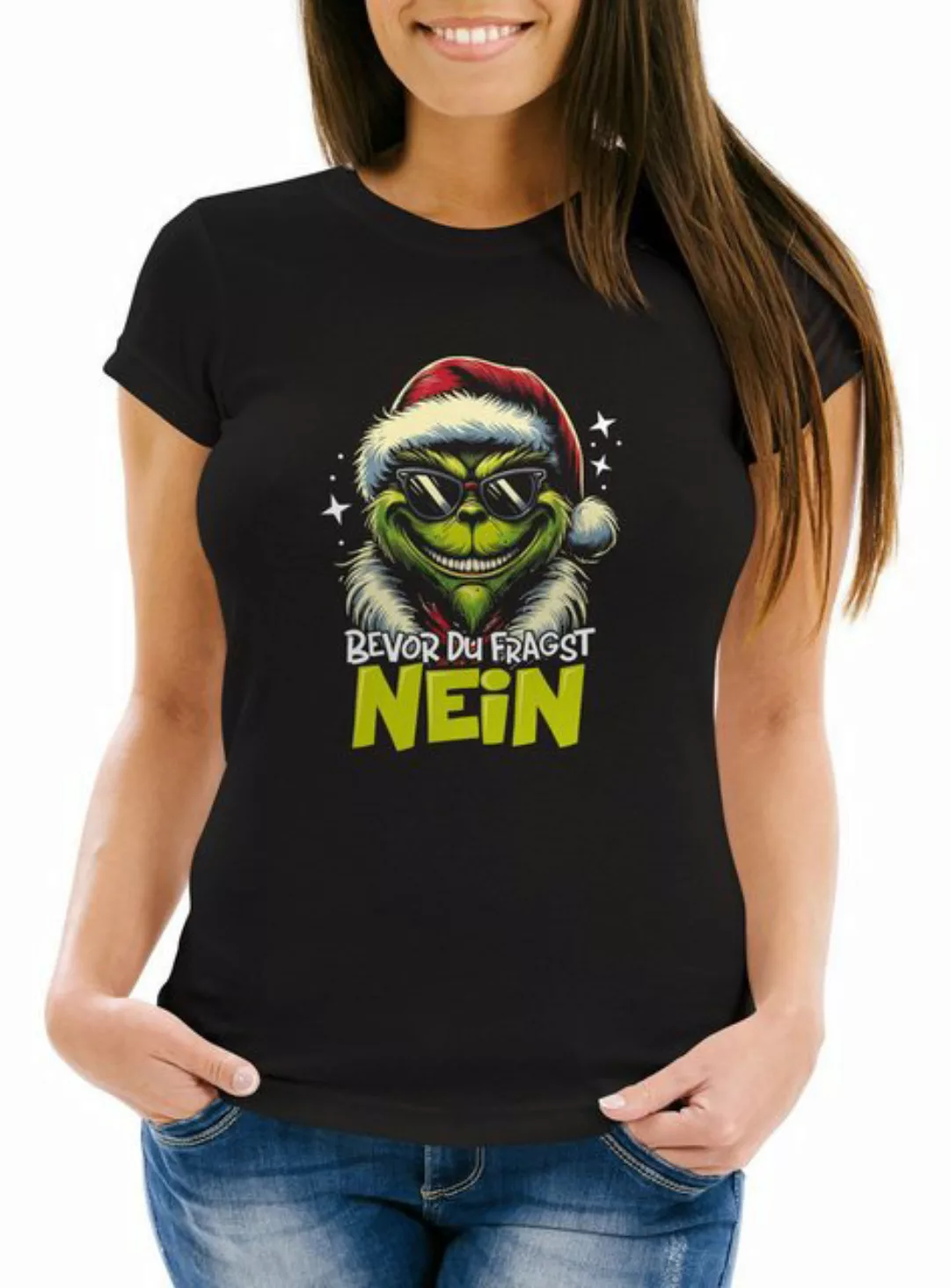 MoonWorks Print-Shirt Weihnachtsshirt Damen Spruch T-Shirt Weihnachten Grin günstig online kaufen