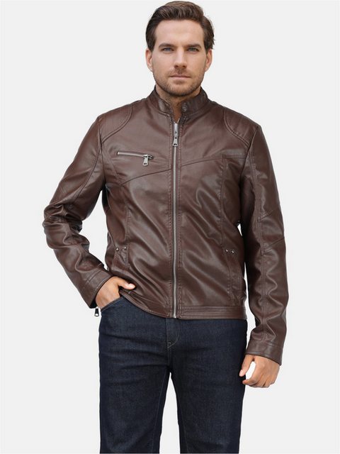 Allthemen Lederjacke Herren Bikerjacke mit Stehkragen günstig online kaufen