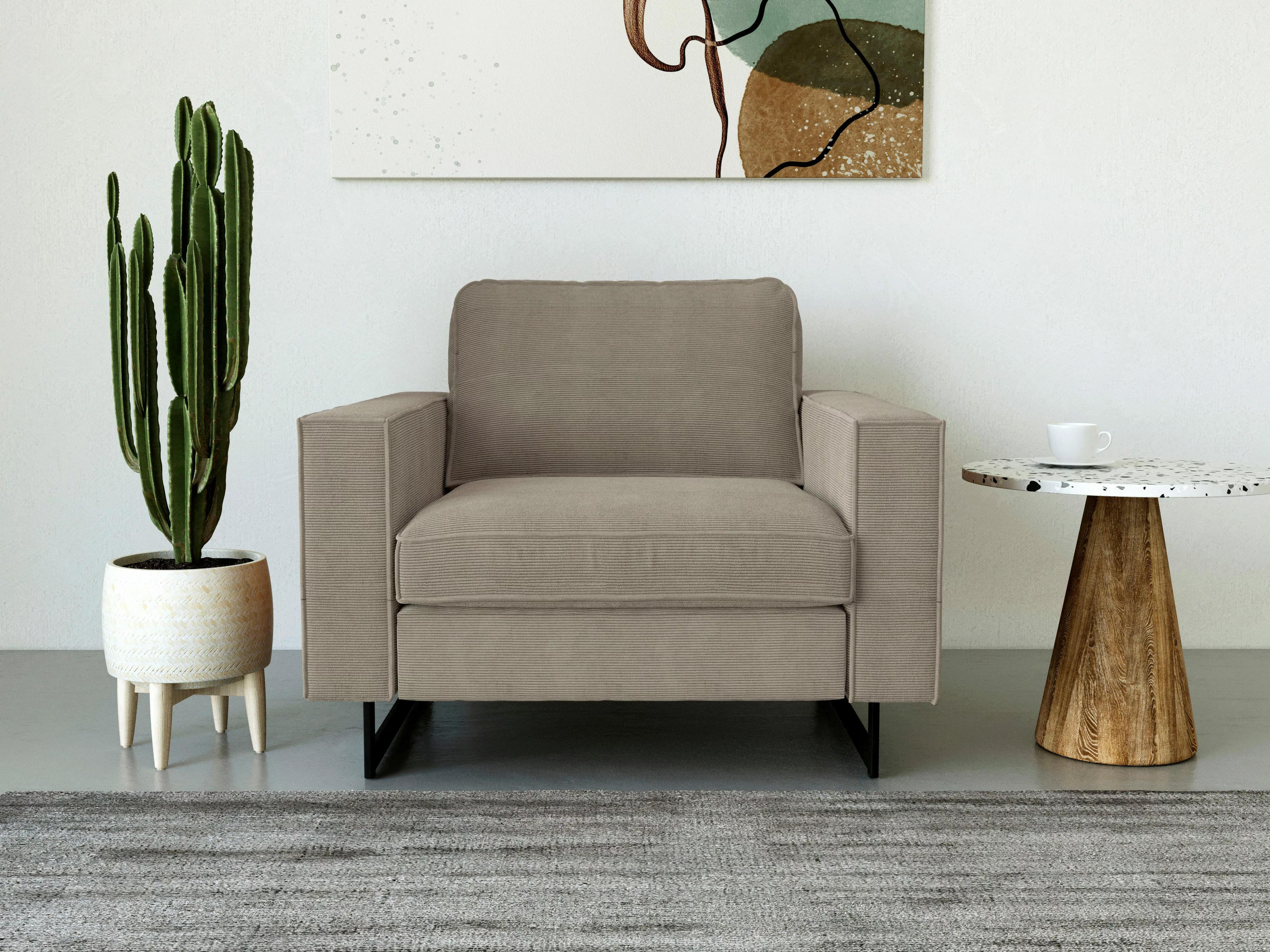Places of Style Loveseat "Pinto 105 cm, Cord, Chenille, Lederoptik", mit Ke günstig online kaufen
