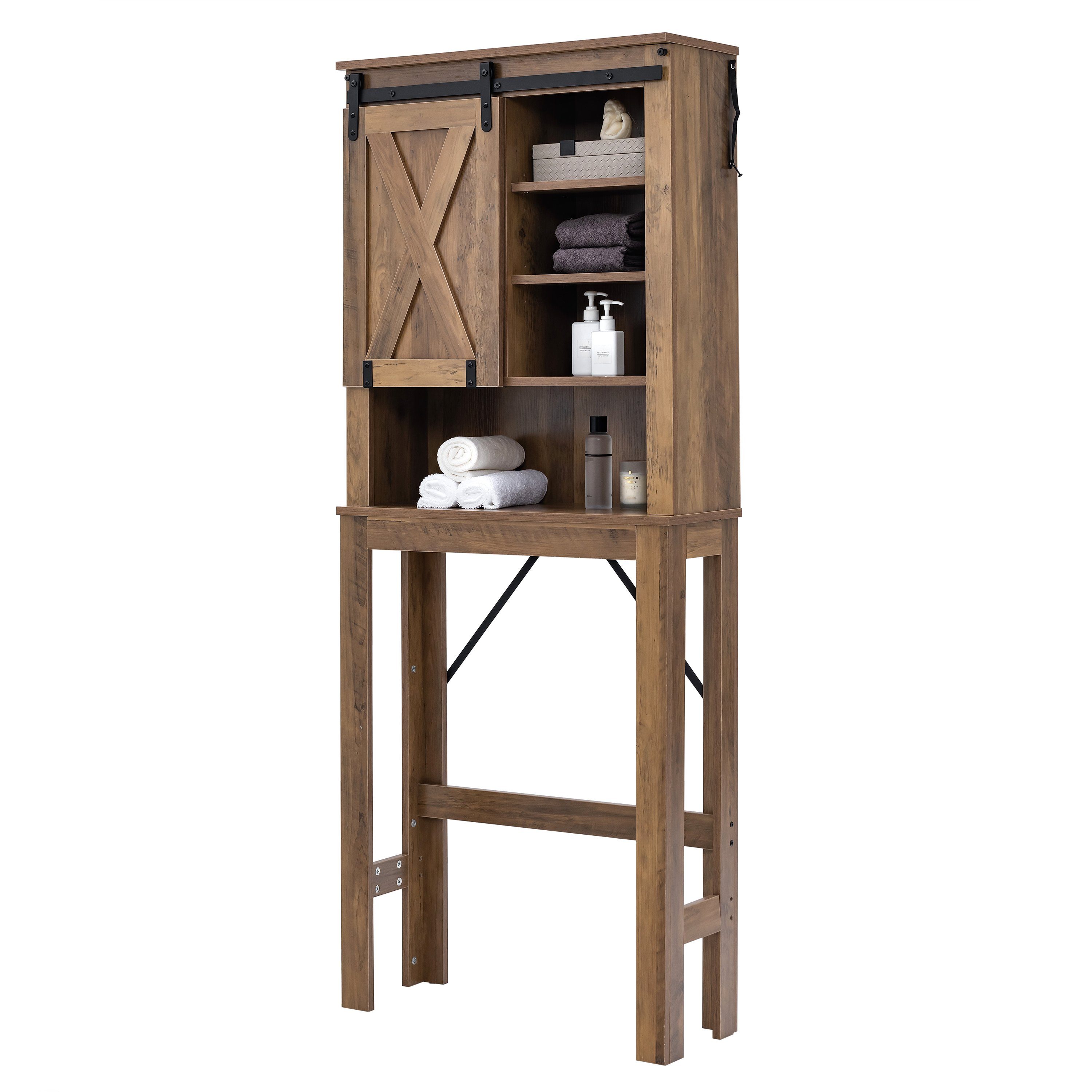 COSTWAY Waschmaschinenumbauschrank aus Holz,mit verstellbaren Regal günstig online kaufen