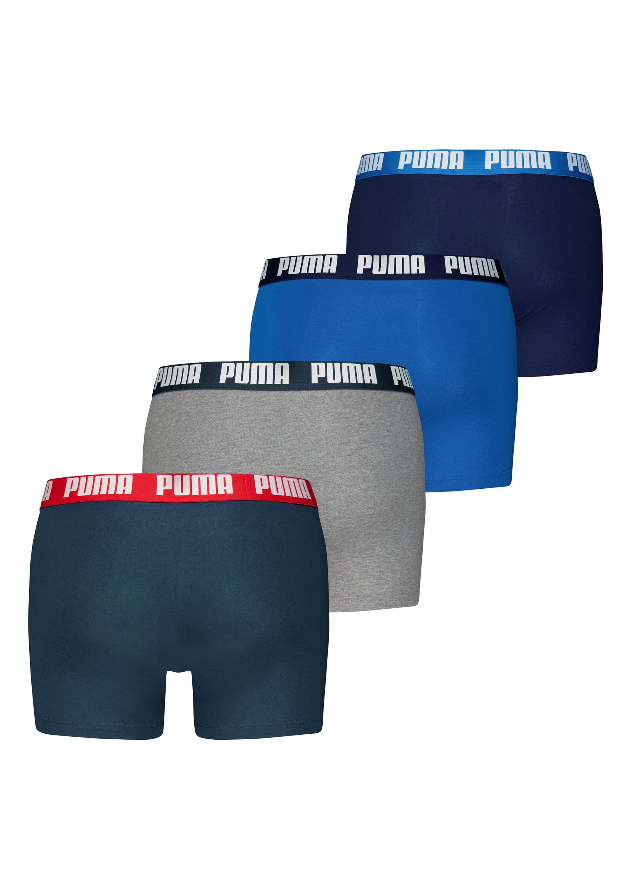 Puma 4-er Set Boxer Briefs Blau & Grau mit verschiedenfarbigem Webbund günstig online kaufen