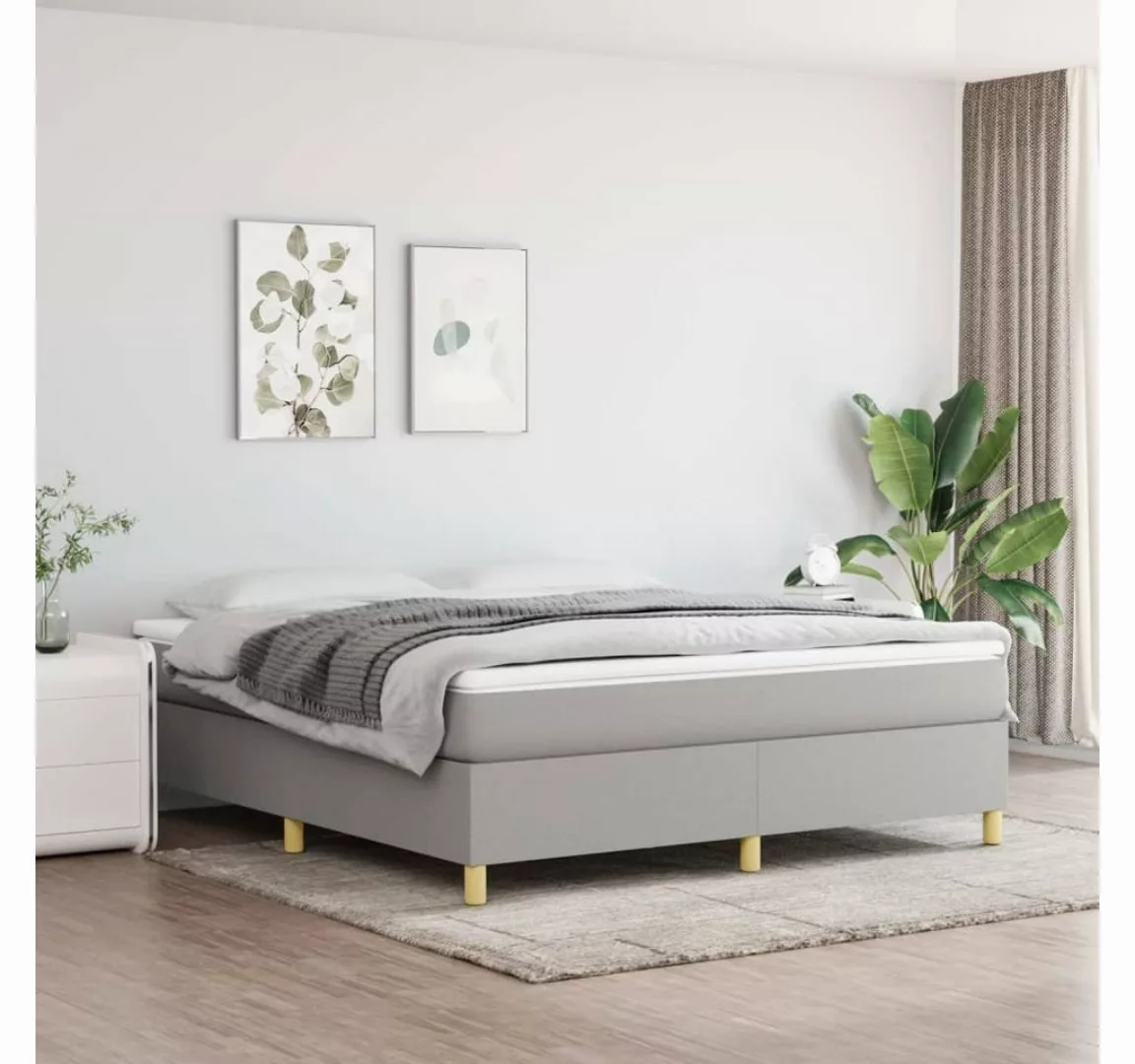 furnicato Bett Boxspringbett mit Matratze Hellgrau 160x200 cm Stoff günstig online kaufen