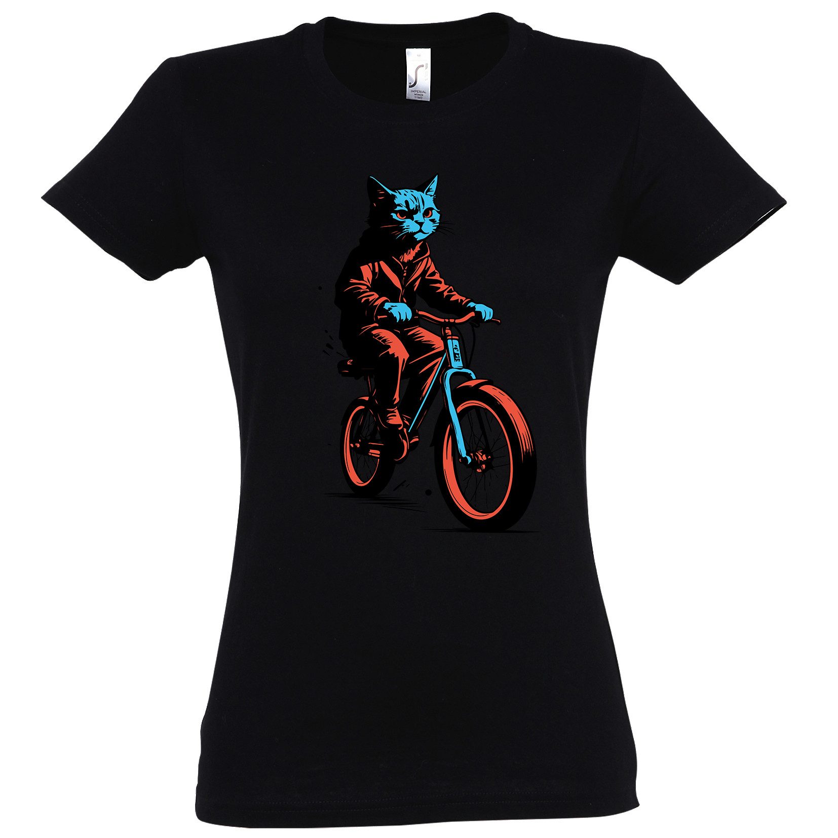 Youth Designz Print-Shirt Katze Fahrrad Damen günstig online kaufen