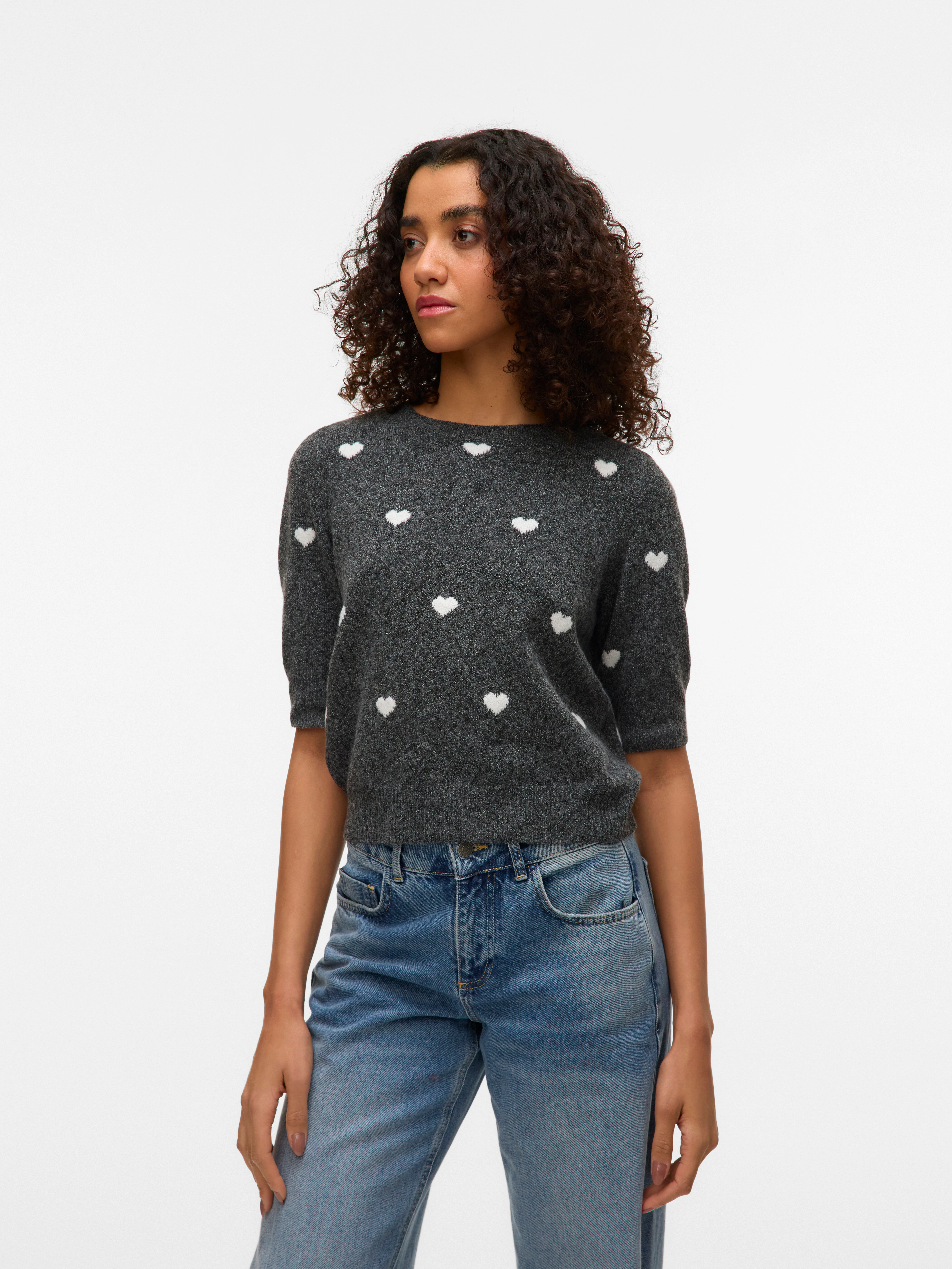 Vero Moda Kurzarmpullover "VMDOFFY INTARSIA 2/4 O-NK PULLOV GA NOOS" günstig online kaufen