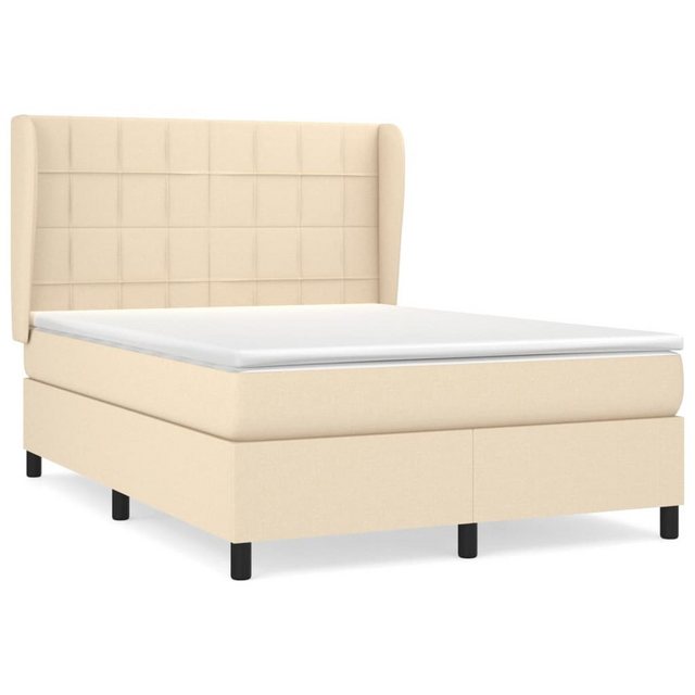 vidaXL Boxspringbett Boxspringbett mit Matratze Creme 140x200 cm Stoff Bett günstig online kaufen