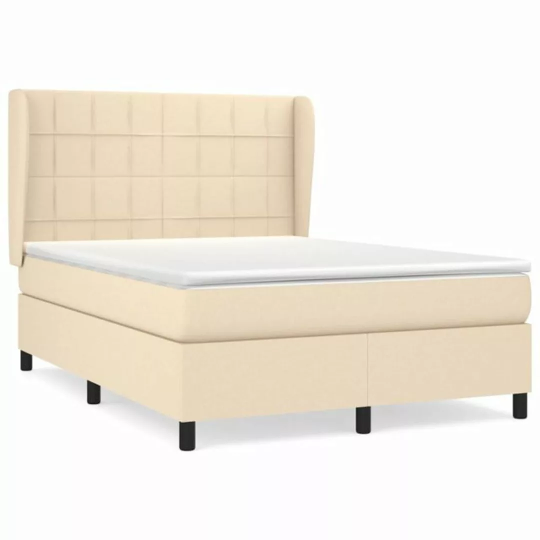 vidaXL Boxspringbett Boxspringbett mit Matratze Creme 140x200 cm Stoff Bett günstig online kaufen