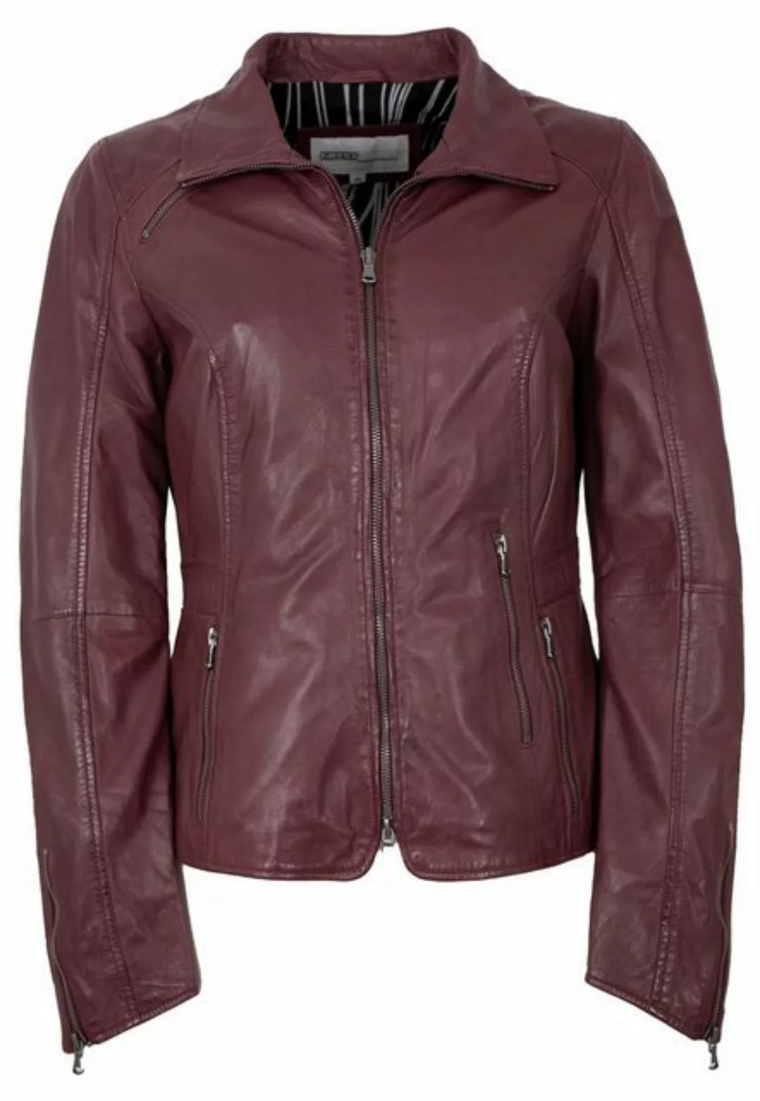 Lederjacken24 Lederjacke Enna Damen Echtleder Lederjacke Lammnappa ox-red günstig online kaufen