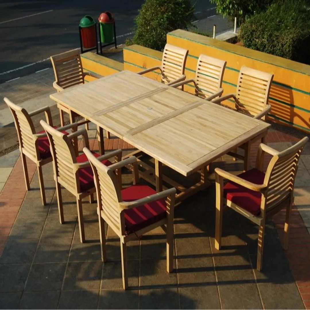 Gartenmöbel Set 8 Stapelstühle Cosenza + Ausziehtisch Parma günstig online kaufen