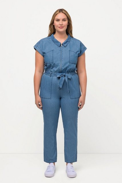 Ulla Popken Regular-fit-Jeans Jeans-Jumpsuit Hemdkragen elastische Taille günstig online kaufen