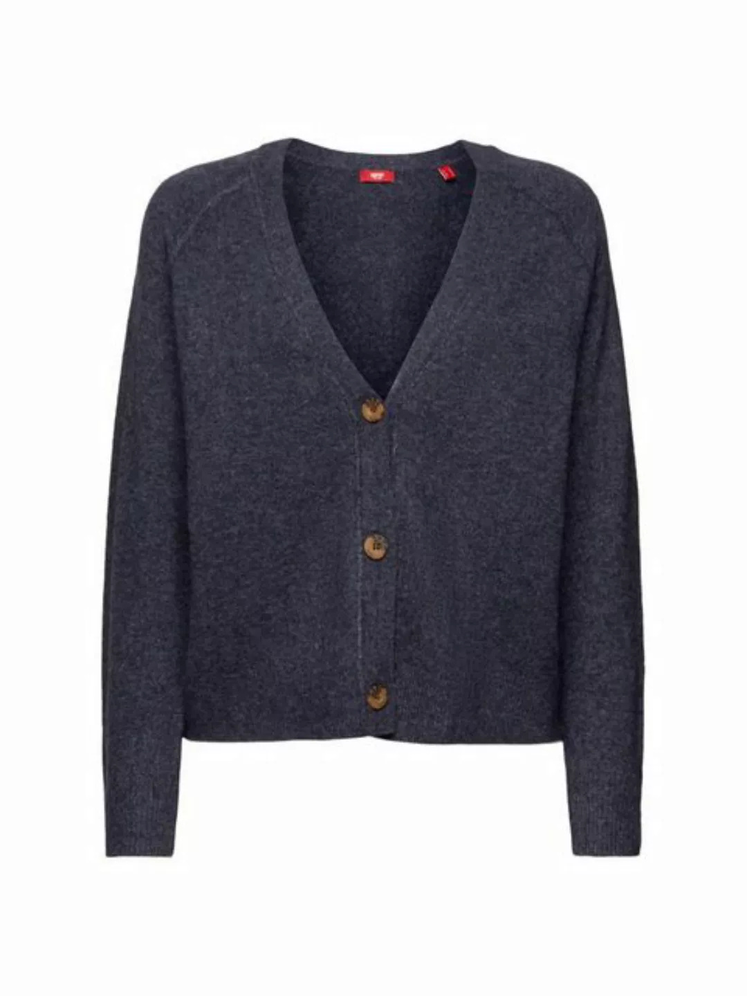 Esprit Strickjacke Geknöpfter Cardigan mit V-Ausschnitt, Wollmix (1-tlg) günstig online kaufen