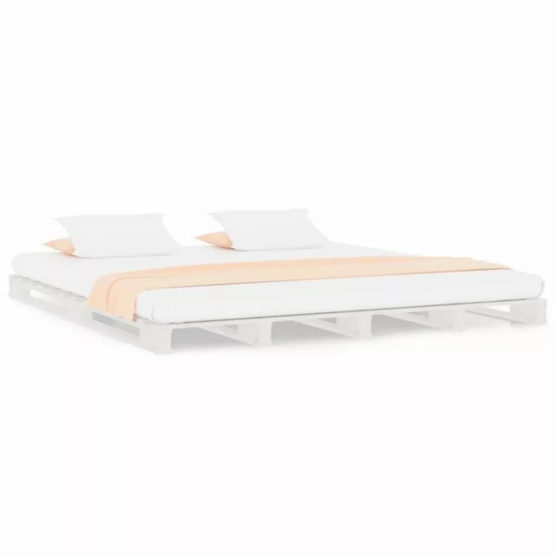 vidaXL Bettgestell Massivholzbett Weiß 140x200 cm Kiefer Bett Bettrahmen Be günstig online kaufen