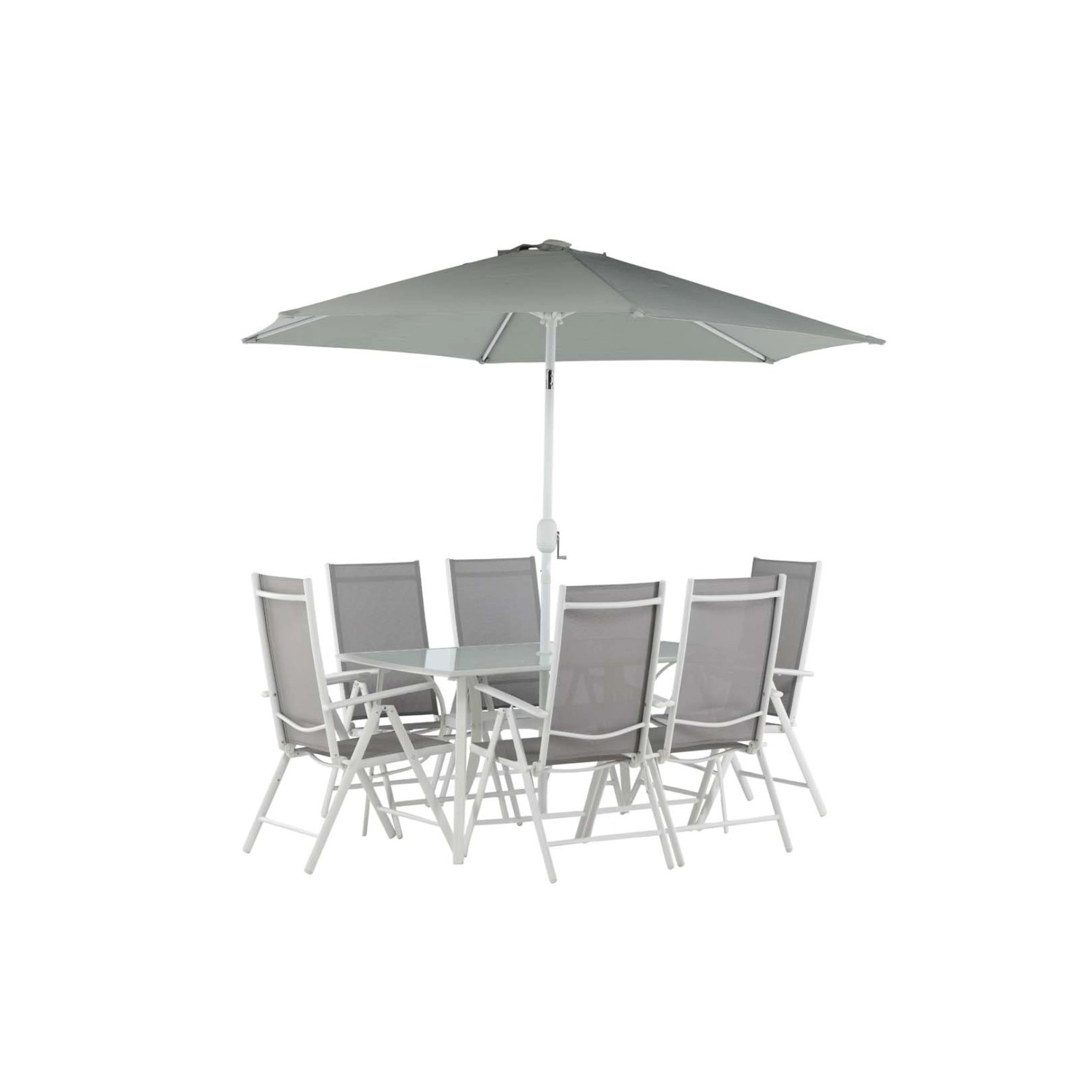 ebuy24 Brekki Gartenset Tisch 90x150cm Weiß 6 Stühle Weiß günstig online kaufen